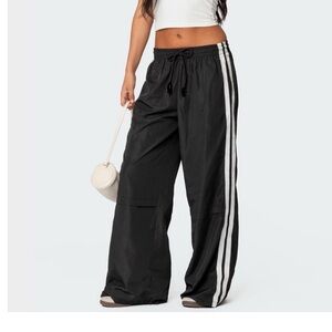 Navy and White Striped Unisex Track Pants